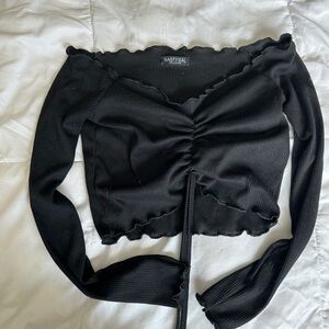 Black Nastygal cropped off the shoulder top